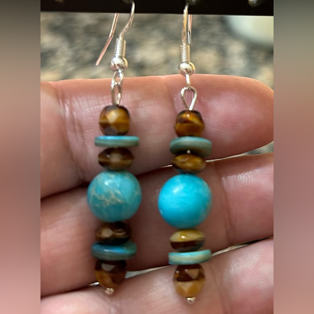 Artisan Handmade with love, dangling gorgeous beaded earrings.  One of a kind